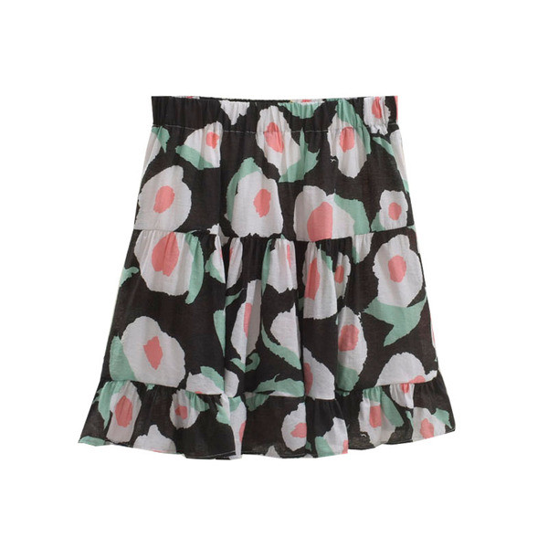 Fusta de dama cu talie elastica si aplicatie colorata