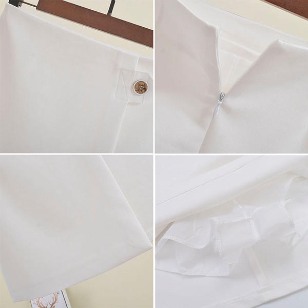 Fusta-pantaloni eleganti de dama in alb, negru si bej