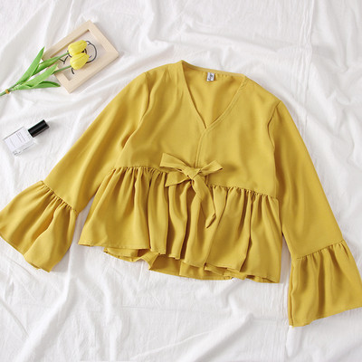 Bluza de dama model nou cu maneci lotus - mai multe culori