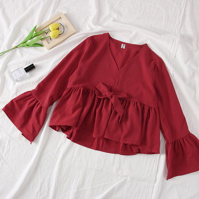 Bluza de dama model nou cu maneci lotus - mai multe culori