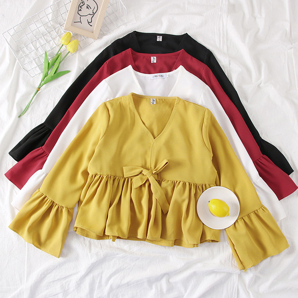 Bluza de dama model nou cu maneci lotus - mai multe culori