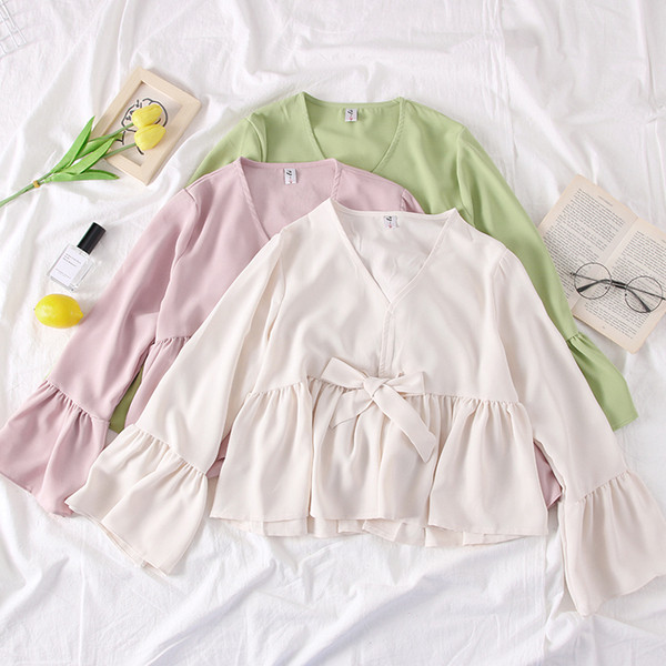 Bluza de dama model nou cu maneci lotus - mai multe culori