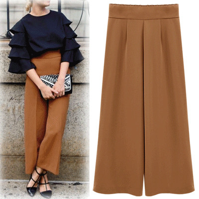 Стилен дамски панталон широк модел в два цвята с размери до 4XL