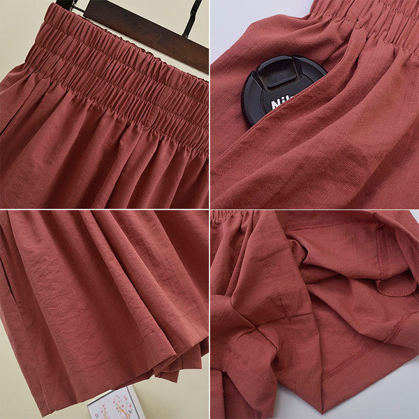 Pantaloni scurti moderni de dama cu talie elastica in mai multe culori