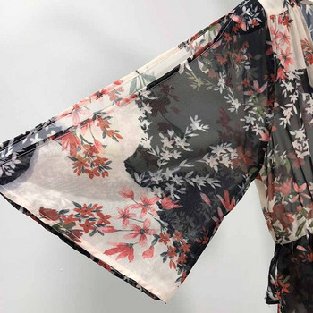 Rochie lunga de dama cu model floral si decolteu in V