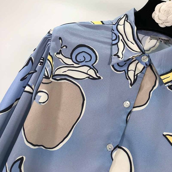 Cămașă scurtă de damă cu mâneci lungi și model colorat