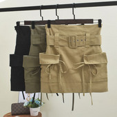 Fusta de dama model nou cu centura si buzunare in mai multe culori