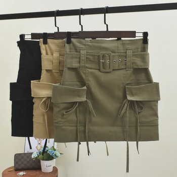 Fusta de dama model nou cu centura si buzunare in mai multe culori