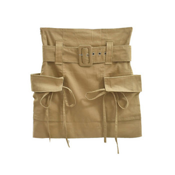 Fusta de dama model nou cu centura si buzunare in mai multe culori