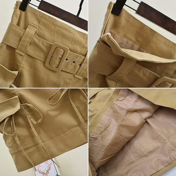 Fusta de dama model nou cu centura si buzunare in mai multe culori