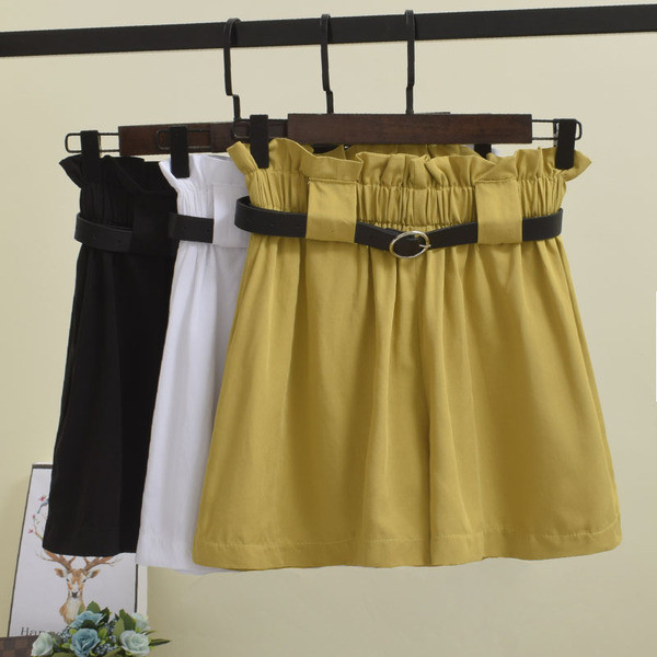 Fusta de dama cu talie elastica si curea in trei culori