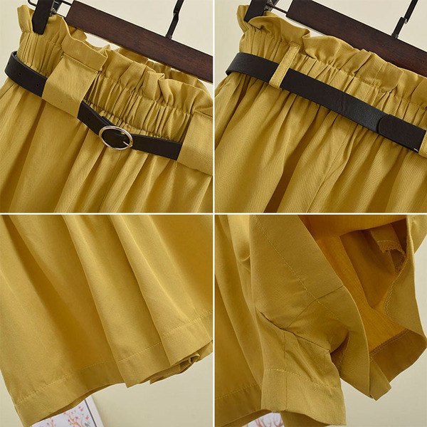 Fusta de dama cu talie elastica si curea in trei culori