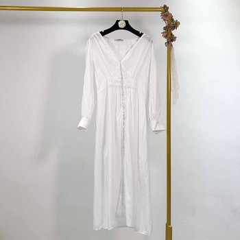 Rochie de dama lunga cu nasturi in alb