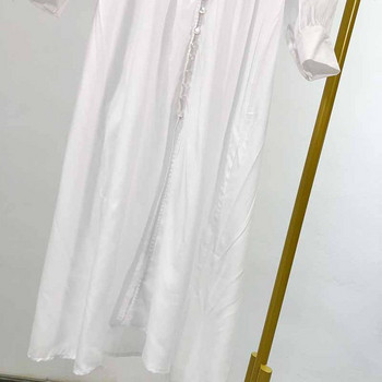 Rochie de dama lunga cu nasturi in alb