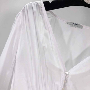 Rochie de dama lunga cu nasturi in alb