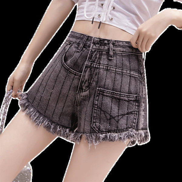 Pantaloni scurți casual de damă în albastru și gri