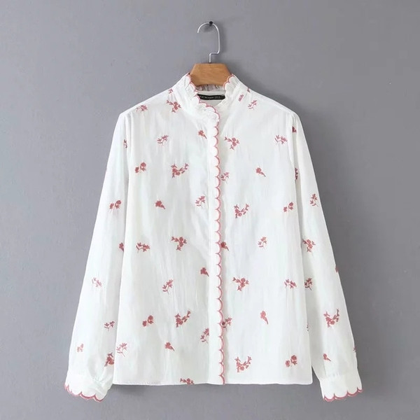 Camasa de dama eleganta model nou cu broderie in alb