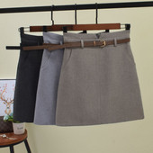 Fusta de dama cu curea si talie inalta in trei culori