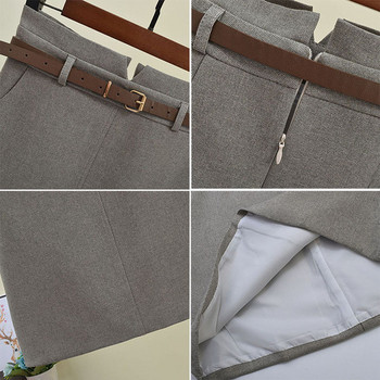 Fusta de dama cu curea si talie inalta in trei culori