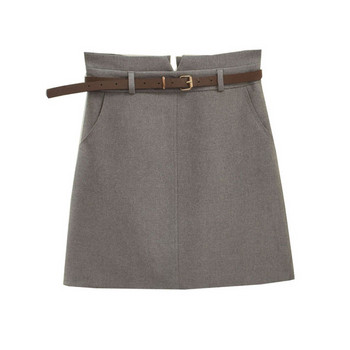 Fusta de dama cu curea si talie inalta in trei culori