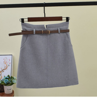 Fusta de dama cu curea si talie inalta in trei culori