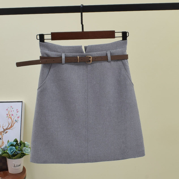 Fusta de dama cu curea si talie inalta in trei culori