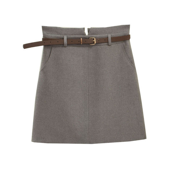 Fusta de dama cu curea si talie inalta in trei culori