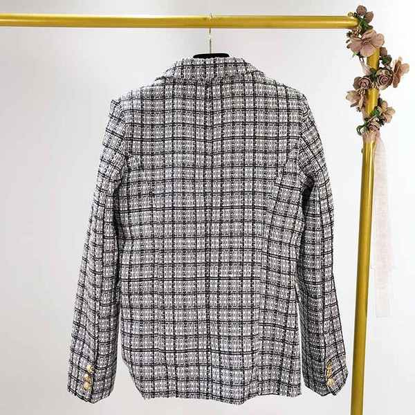 Geaca dama in carouri cu maneci lungi