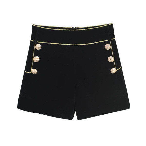 Pantaloni scurți de damă cu nasturi în negru