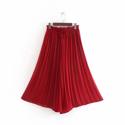 Нов модел плисирани дамски панталони в червен цвят