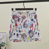 Fusta de dama cu aplicatie colorata si talie inalta