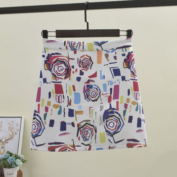 Fusta de dama cu aplicatie colorata si talie inalta