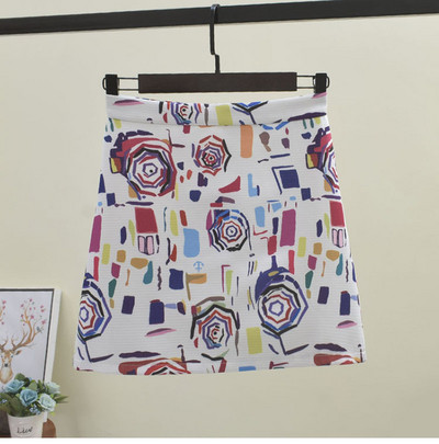 Fusta de dama cu aplicatie colorata si talie inalta