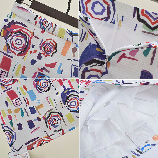 Fusta de dama cu aplicatie colorata si talie inalta