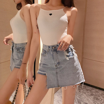 Fusta - pantaloni albastri cu talie inalta