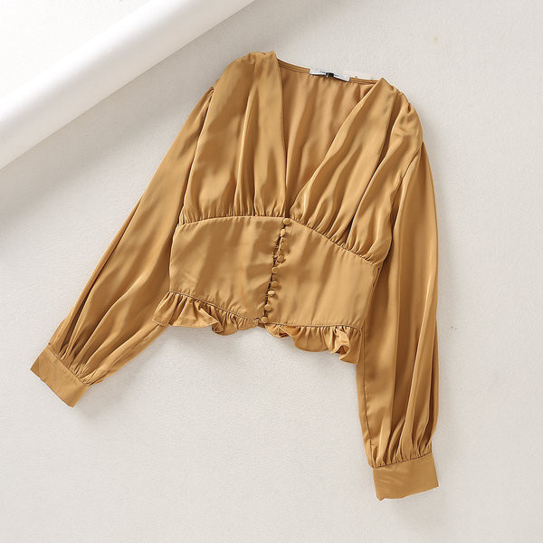 Bluză de damă modernă cu mâneci lungi de culoare maro