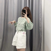 Bluză de damă modernă cu mâneci 7/8 - culoare verde