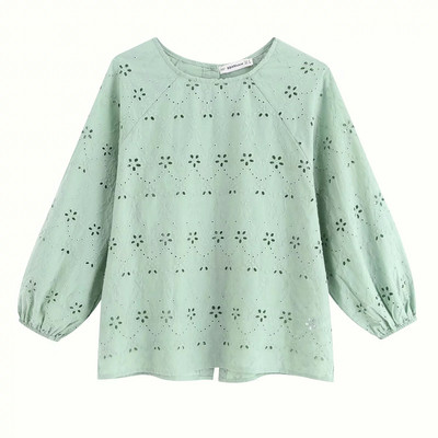 Bluză de damă modernă cu mâneci 7/8 - culoare verde