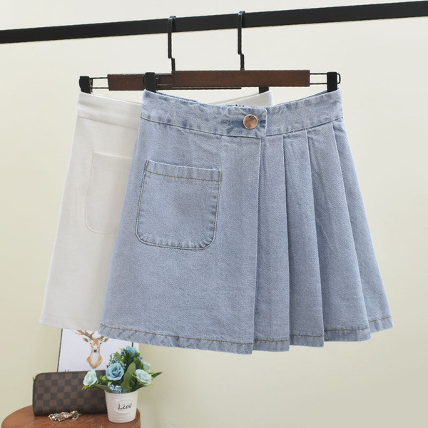 Redős női szoknya fehér és kék színben