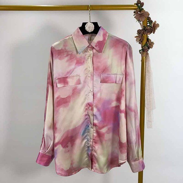 Cămașă lată de damă cu mâneci lungi în culori irizate