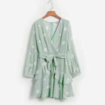 Noul model actual rochie dama buline roz si verde