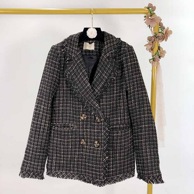 Geaca dama in carouri cu maneci lungi in doua culori