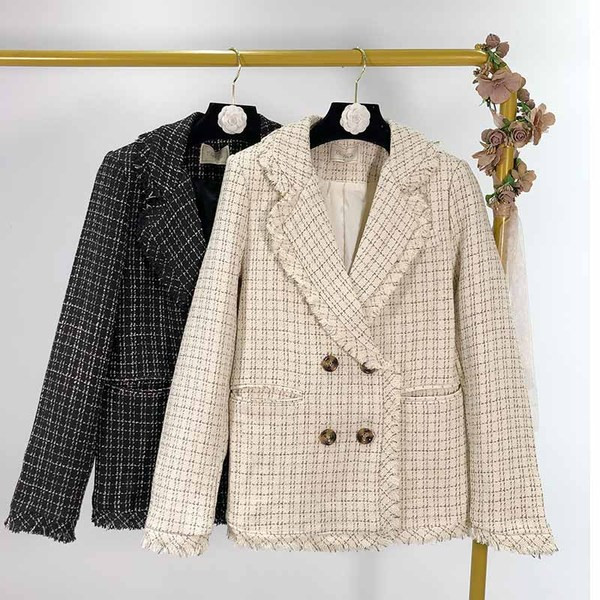 Geaca dama in carouri cu maneci lungi in doua culori