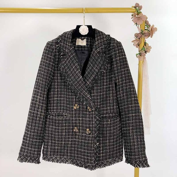 Geaca dama in carouri cu maneci lungi in doua culori