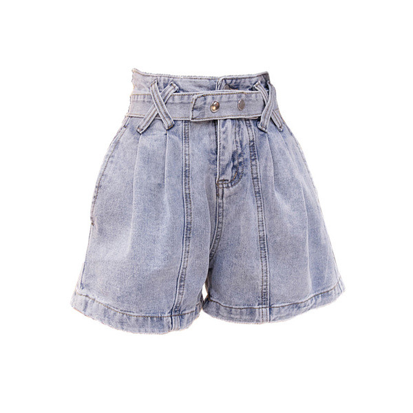 Pantaloni scurți casual de damă cu talie înaltă - un model larg