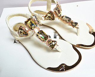 Sandale dama cu decor - pietre, in doua culori