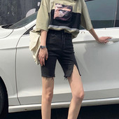 Pantaloni casual dama cu lungimea 3/4 in culoare inchisa