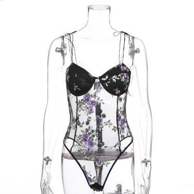 Corp de damă modern cu model floral în negru