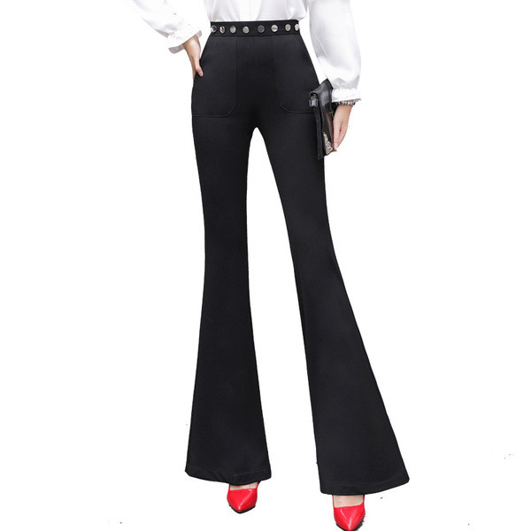 Елегантен дамски панталон тип Чарлстон в черен цвят