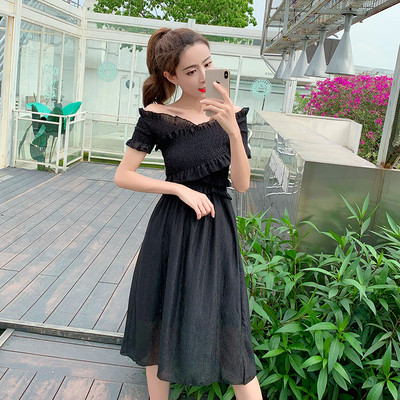 Rochie casual dama - model croiat in negru si rosu